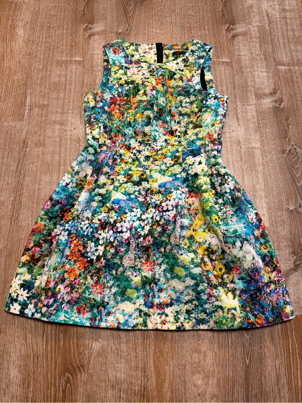 ZARA Woman Floral Fit & Flare Dress Women’s M Colorful Cotton Stretch 2644/714